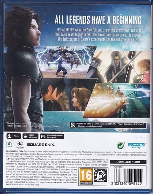 Crisis Core Final Fantasy VII Reunion - PS5 (A Grade) (Genbrug)